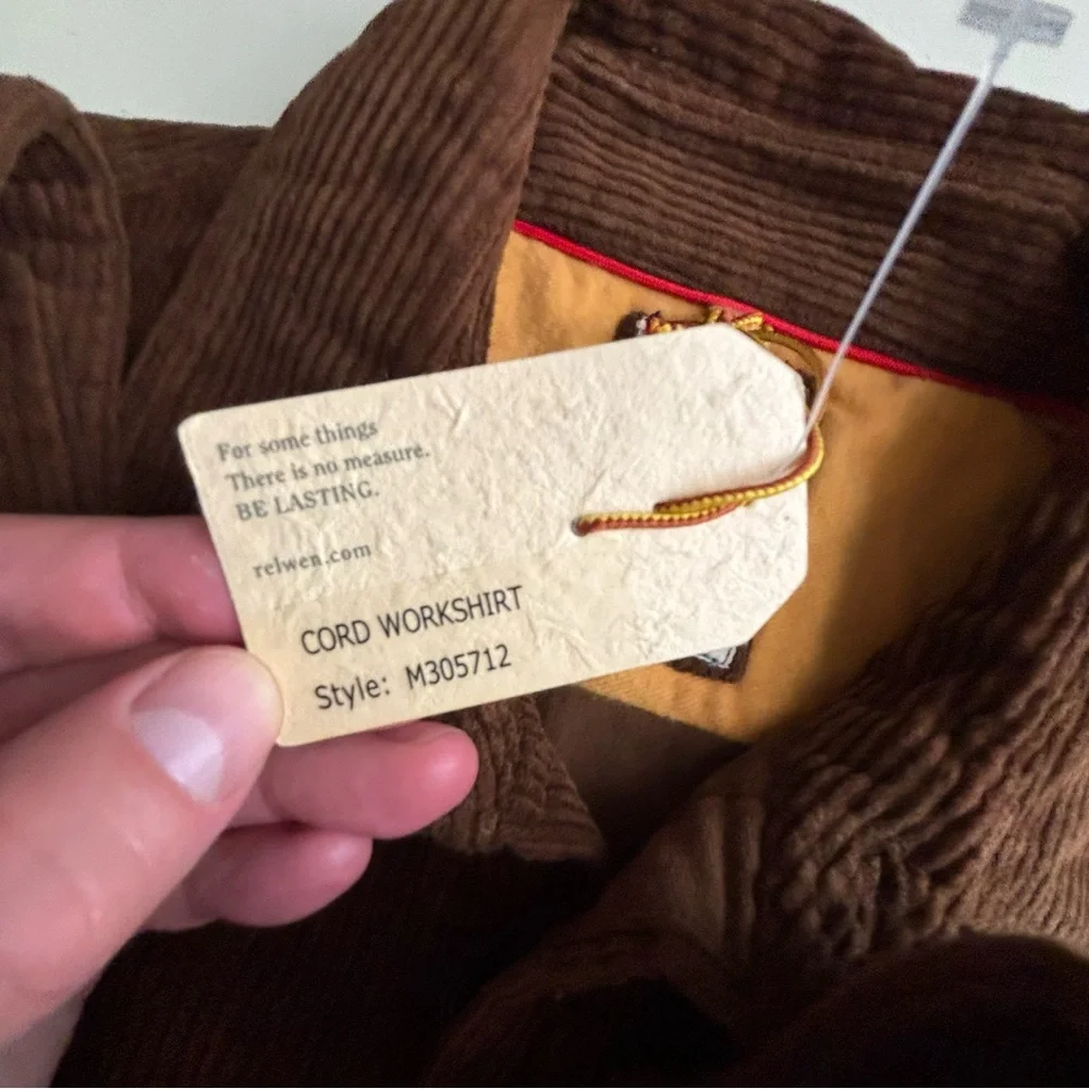 RELWEN Men’s Corduroy Workshirt Brown Size Medium New - Picture 5 of 7